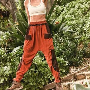 Free People Movement Orange Tricked Out Cargo Pants Size Small